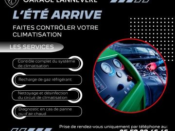 🚗💨 **Prenez un coup de frais avant l'été !** ❄️☀️

Votre climatisation voiture est-elle prête à affronter les grosses chaleurs ?
Chez **Garage Lannevere**,...