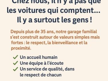 🚗 **Chez nous, il n’y a pas que les voitures qui comptent… Il y a surtout les gens !** 🤝

Depuis plus de 35 ans, notre garage familial s’est construit autour...