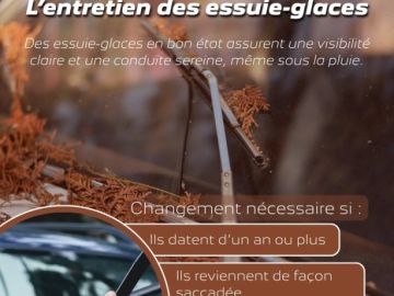 Visibilité réduite, essuie-glaces fatigués, météo capricieuse… 🌦️

🍂 Avec l’automne qui s’installe, c’est le moment parfait pour vérifier l’état de vos...