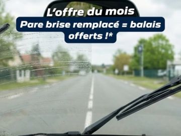 Un pare-brise remplacé = vos essuie-glaces offerts ! 🛠️

Profitez d'une visibilité parfaite pour tout le mois d'avril dans notre atelier. Nous vous offrons...