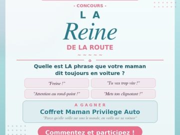 👑 CONCOURS FETE DES MERES — LA REINE DE LA ROUTE 🚘
On le sait tous… maman en voiture, c'est un spectacle à part entière ! 😄
Quelle est LA phrase que votre...